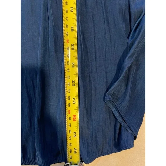 Chicos Peacock Blue Women's Long Sleeve Top High Mock Neck Size 2 - Picture 8 of 9